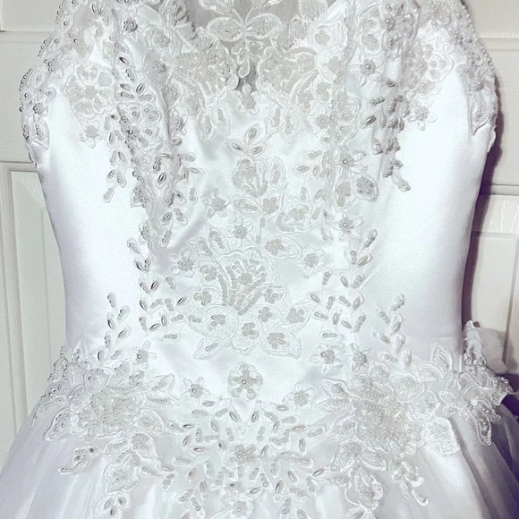beaded jumper dress Luxury White Bridal Lace with Pearls & Sequins by Yard main image 1